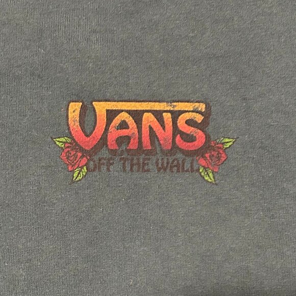 VANS OFF THE WALL Dark green long sleeve cropped shirt skater vibes, SIZE S - Picture 3 of 8